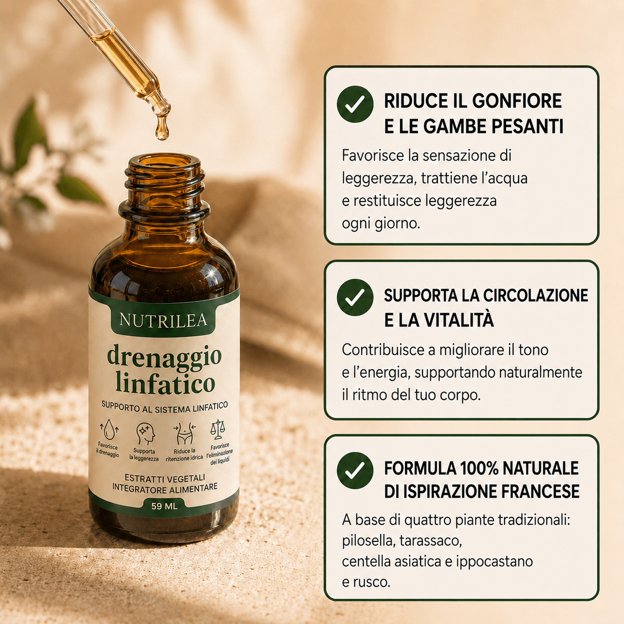 Gocce per il drenaggio linfatico - Nutrilea